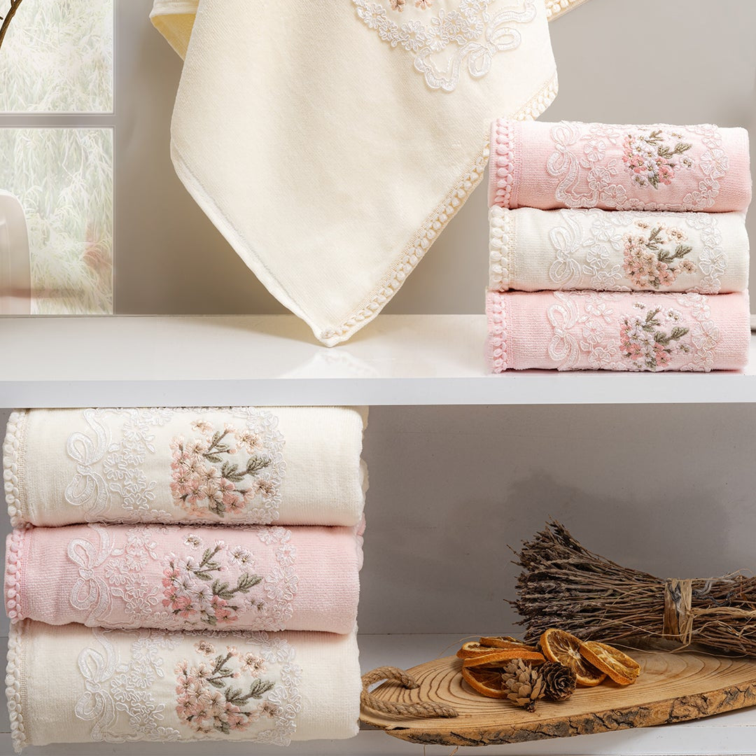 Nuvee premium hand towels folded neatly for elegant bathroom styling and guest use by PNRDECOR ship from USA