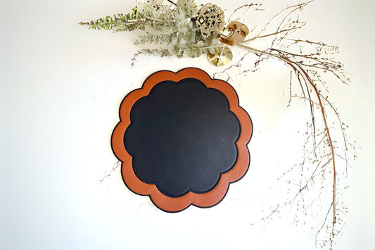 SERENITY BLACK ORANGE FAUX LEATHER PLACEMAT