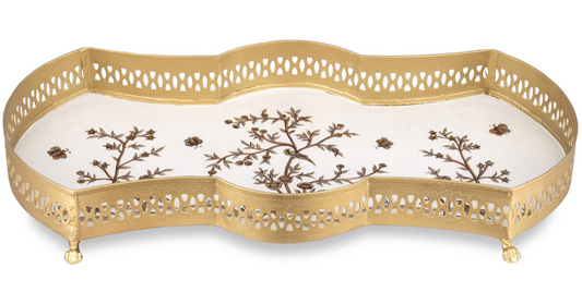 IVORY & Gold SCALLOPED VANITY TRAY