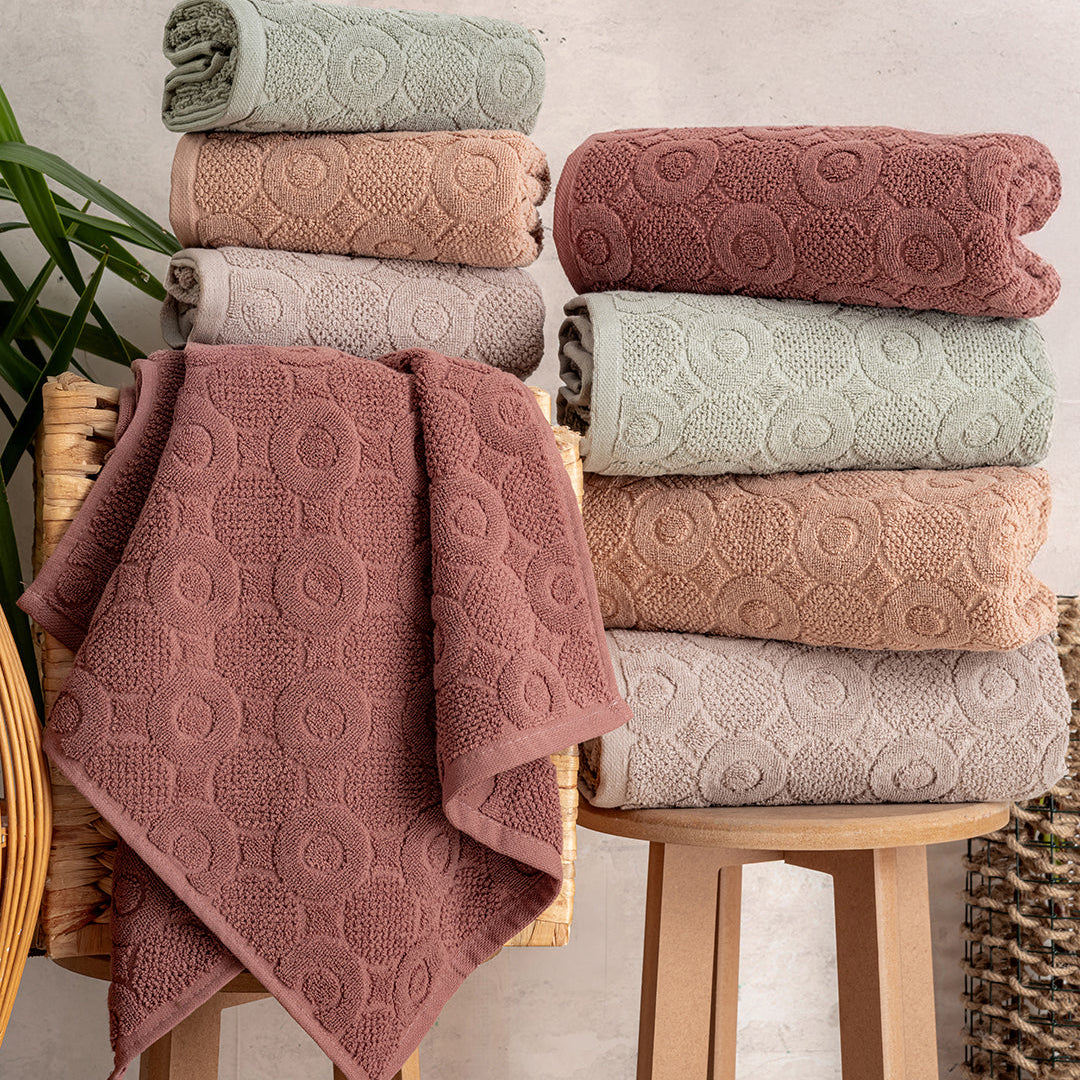 Serava Domino embroidered towel set with premium hand and kitchen towels styled for a clean modern home by PNRDECOR ship from USA