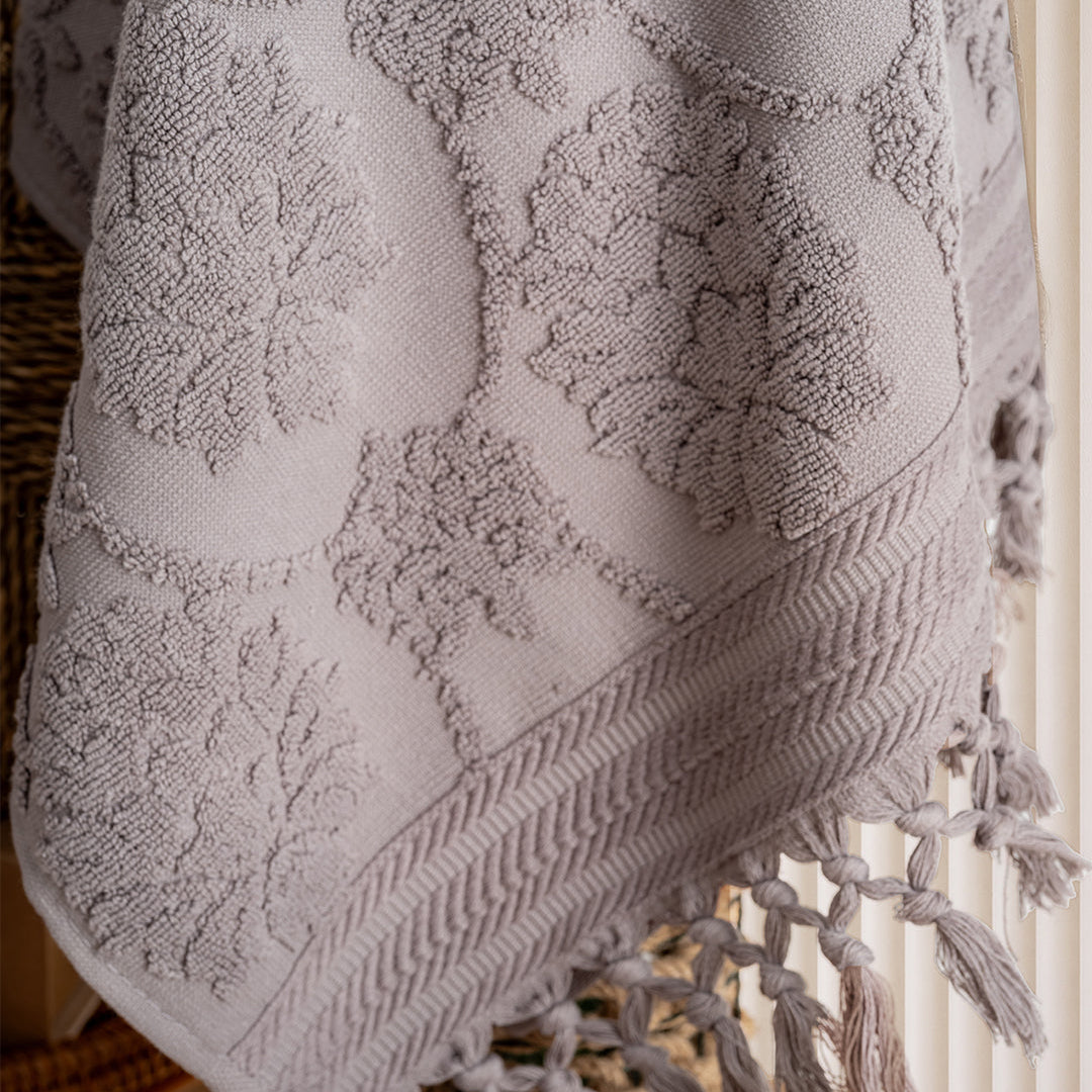 Close up of Serava Harem towels showing embroidered detail and soft fabric texture by PNRDECOR ship from USA