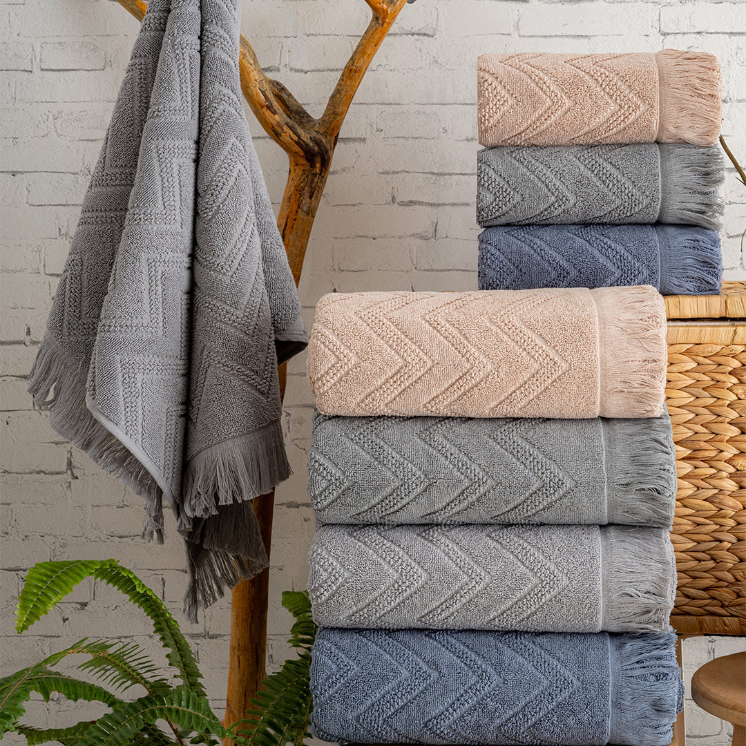 Serava Oslo embroidered towel set presented for gifting housewarming and holidays by PNRDECOR ship from USA