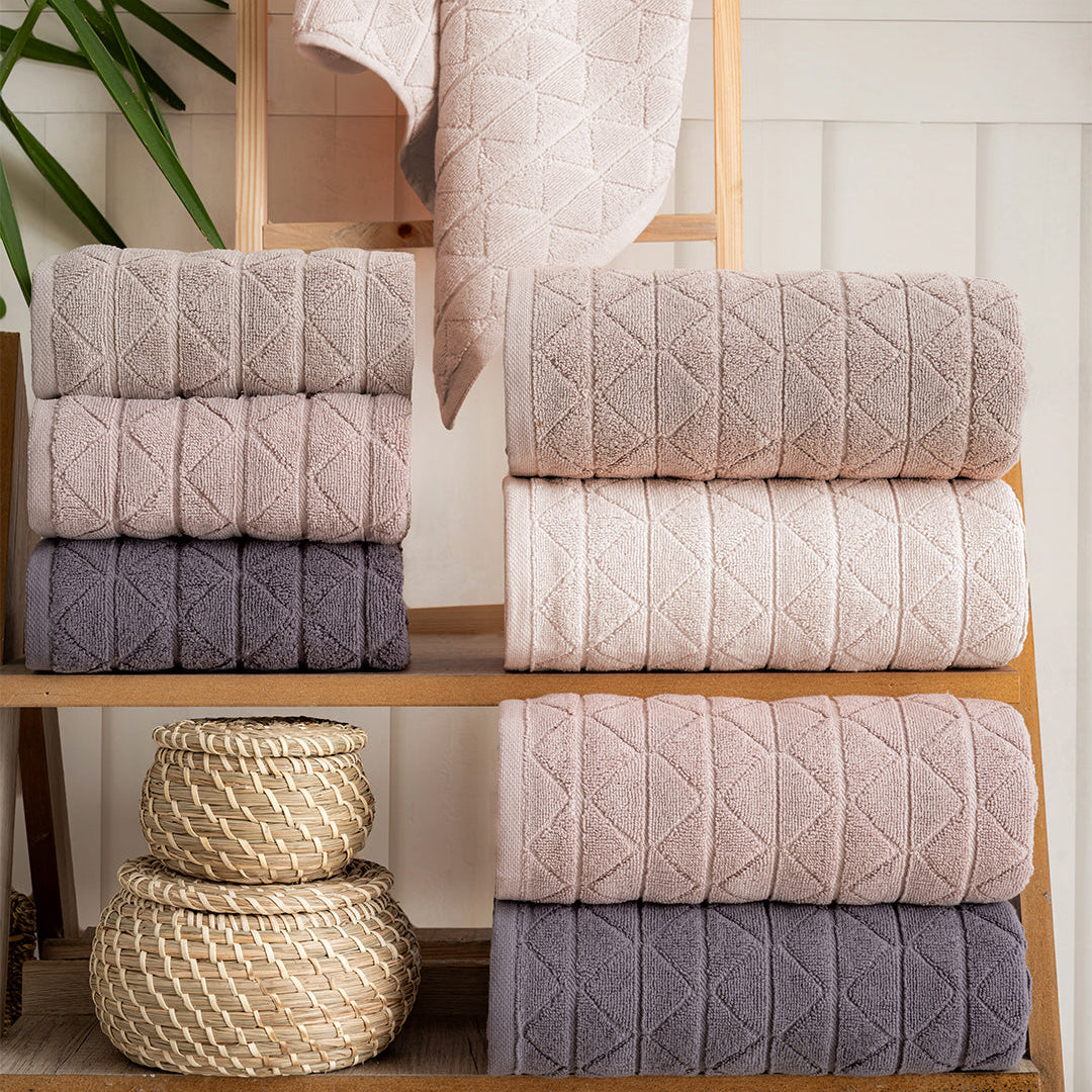 Serava Royal embroidered towel set with premium hand and kitchen towels styled for a clean luxury home by PNRDECOR ship from USA