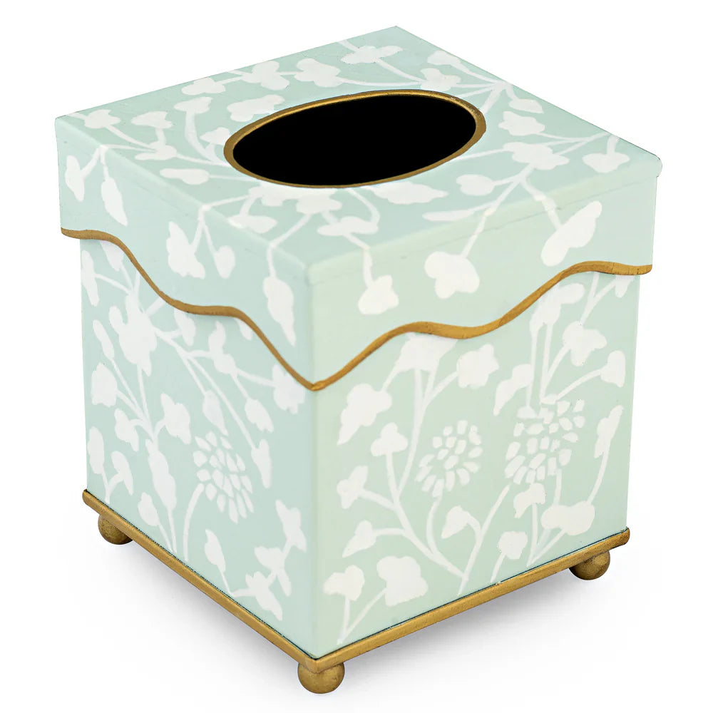 Pale Green Spring Floral Wastepaper Basket & Tissue (3 Options)