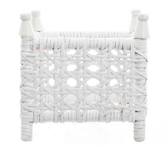 White Cane Wicker Box Planter