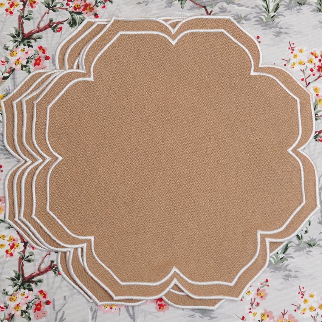 Premium quality cotton placemat with embroidery with stain-resistant finish, adds charm to holiday and event tables, made to order with USA delivery.