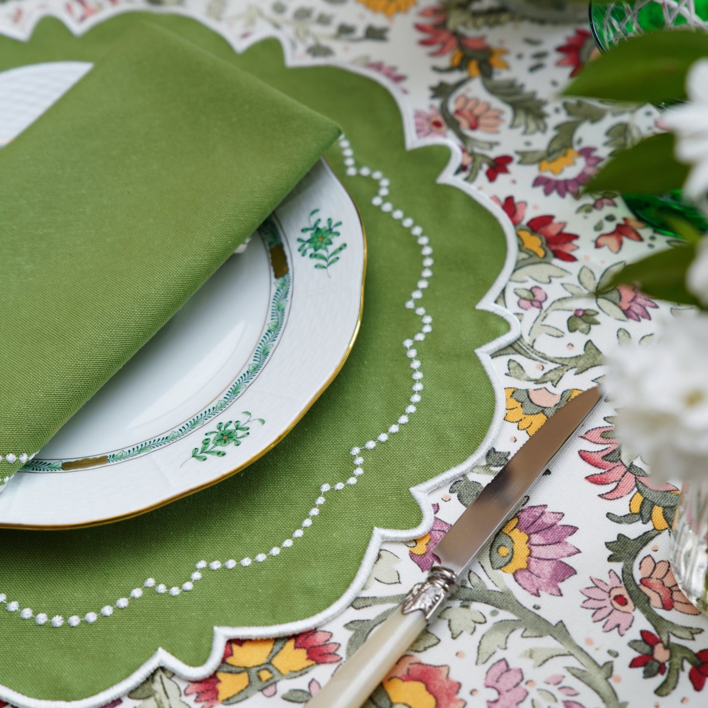 Handcrafted cotton placemat shown in a minimalist table setting