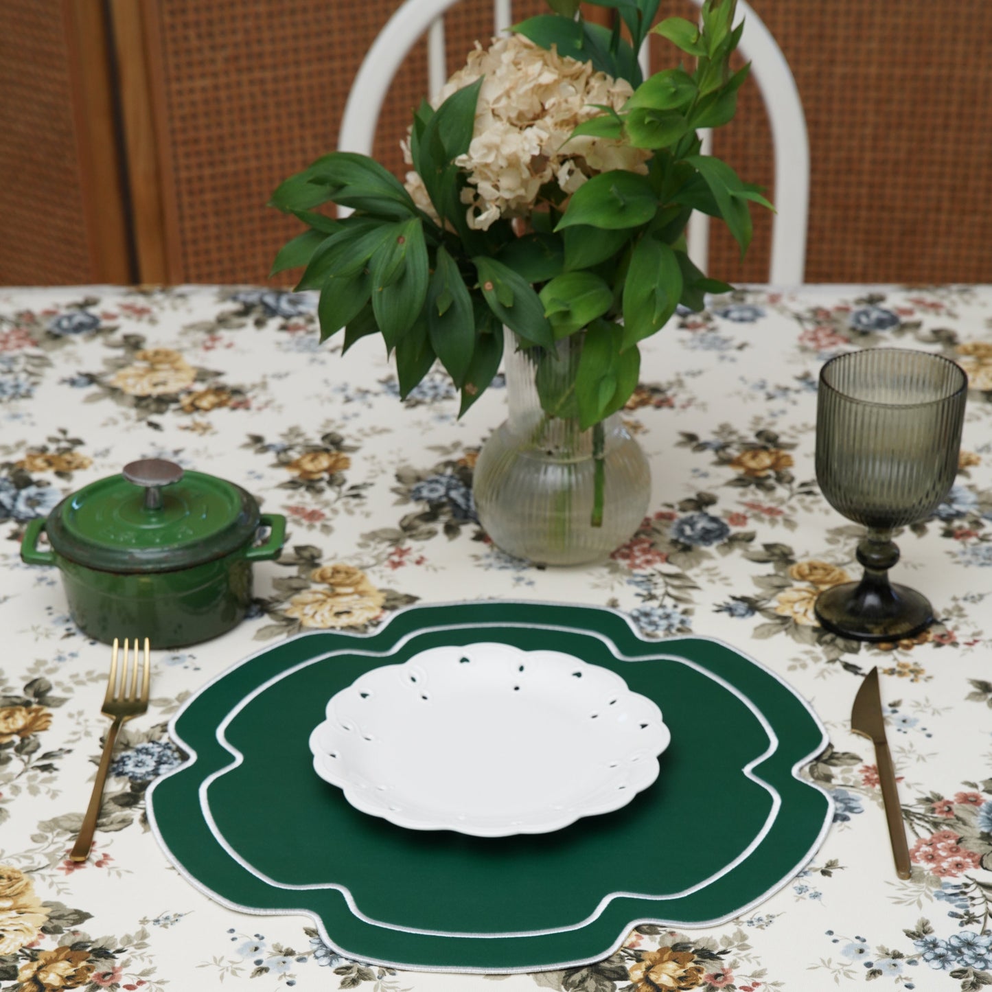 Hand-sewn round placemat designed for everyday and special use
