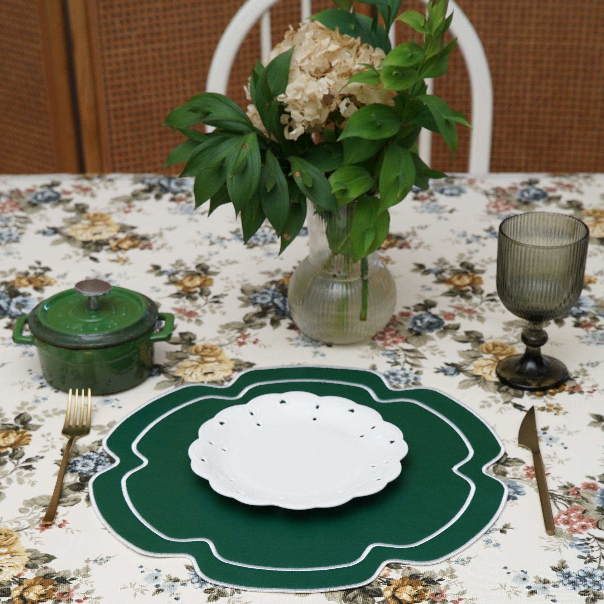Hand-sewn round placemat designed for everyday and special use