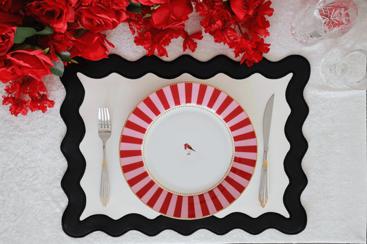 SAVOR WHITE BLACK FAUX LEATHER PLACEMAT