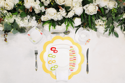 SERENITY WHITE YELLOW FAUX LEATHER PLACEMAT