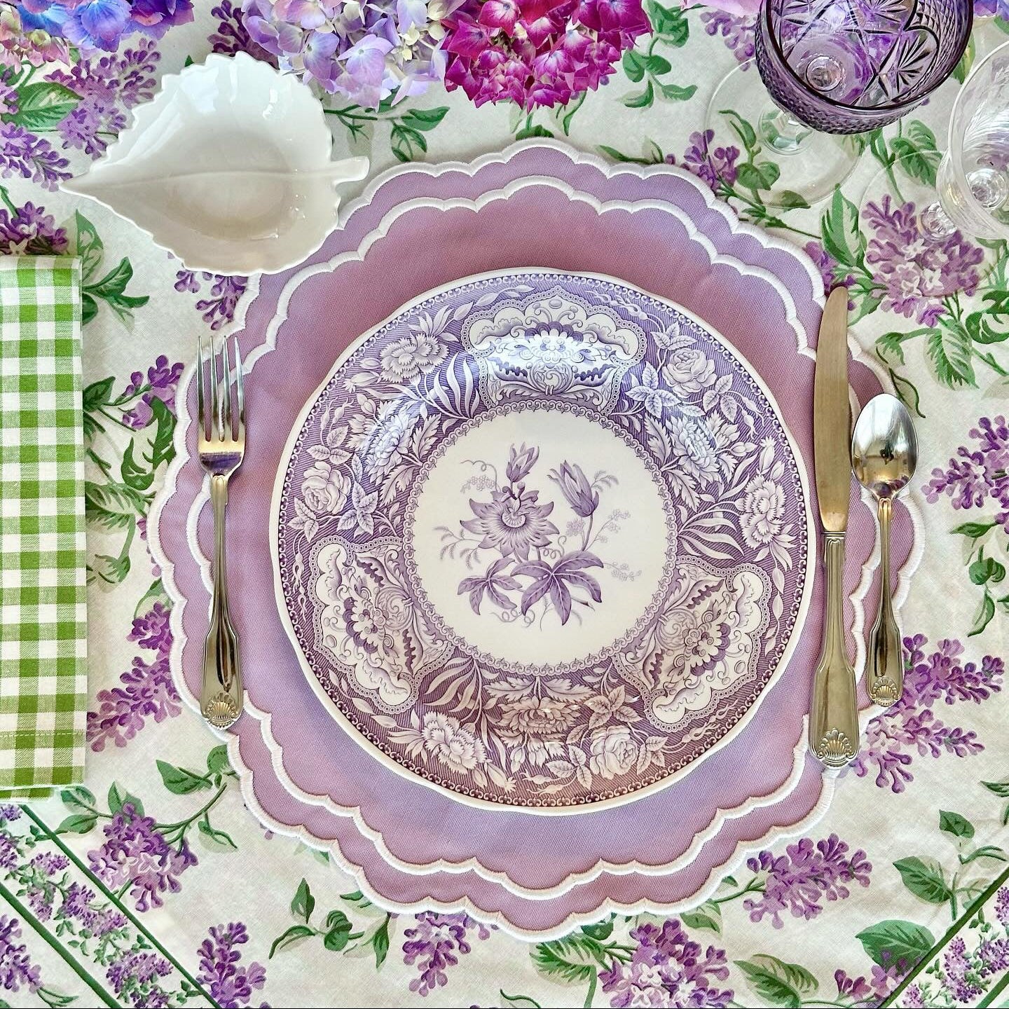 Elegant machine washable embroidered placemat that is waterproof, a must have for stylish table decor, crafted and shipped from the USA.
