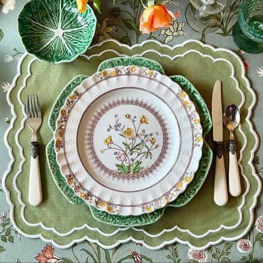 Luxury handmade embroidered cotton placemat crafted for weddings and events, adds charm to holiday and event tables