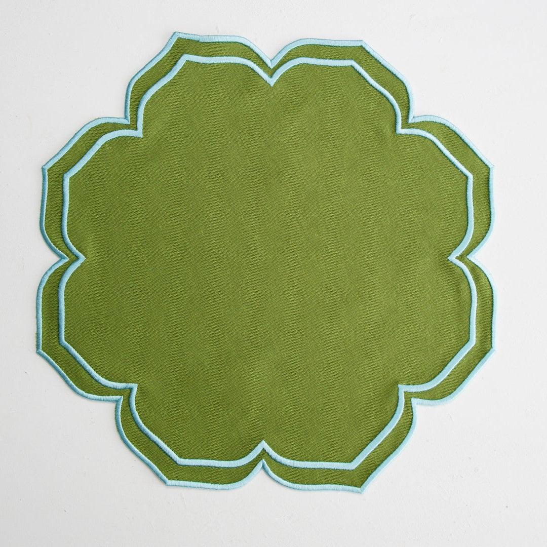Luxury handmade embroidered cotton placemat crafted for weddings and events, suitable for luxury dining and everyday use, available for fast USA shipping.
