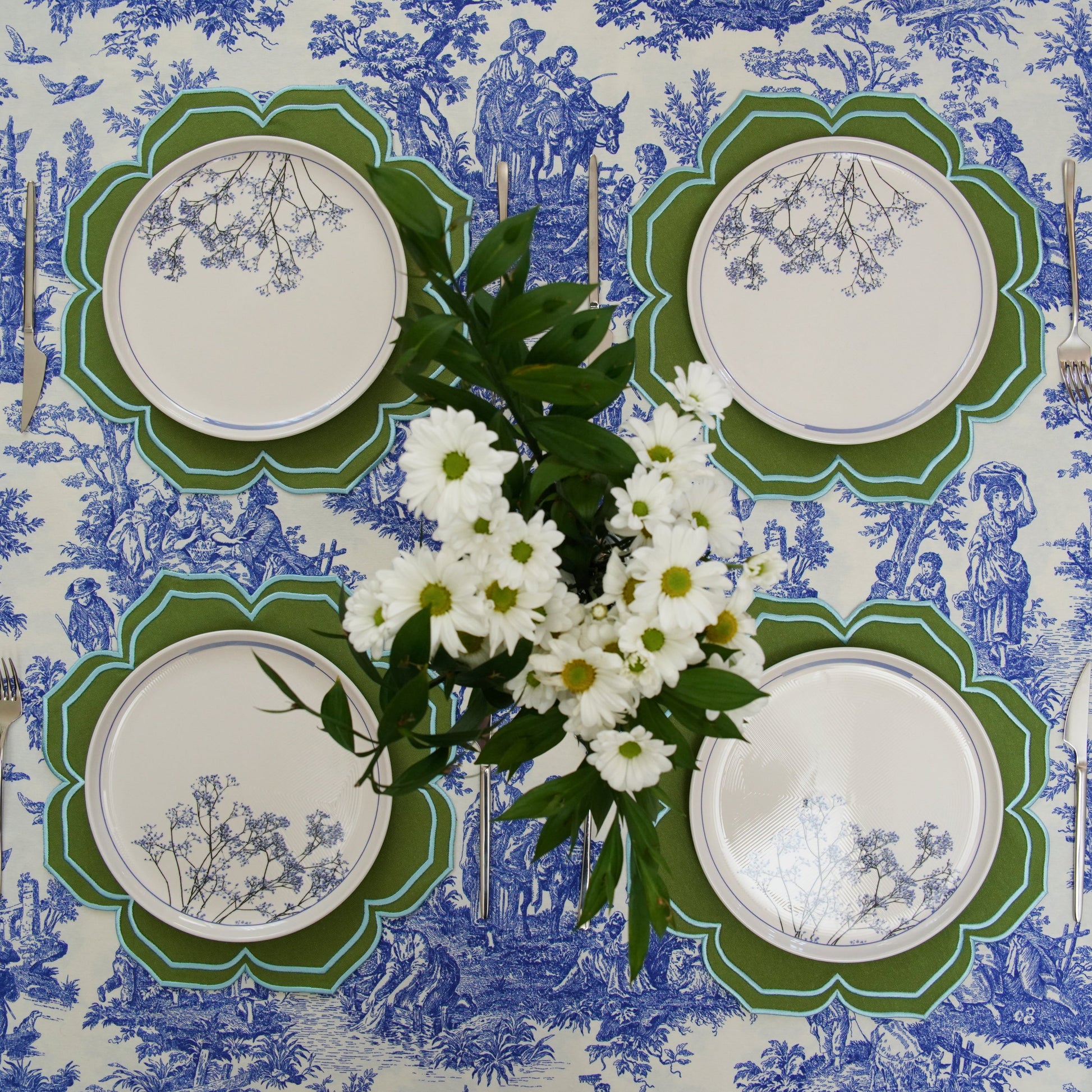 Eco-friendly embroidered fabric placemat ideal for farmhouse or rustic decor, a must-have for stylish table decor, ready to ship across the USA.