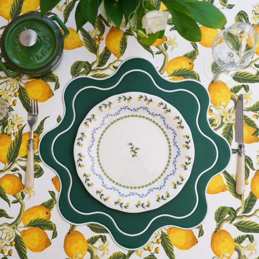 Elevate your table decor with our Haven Green Placemat – vegan leather, embroidered, and stain-resistant.