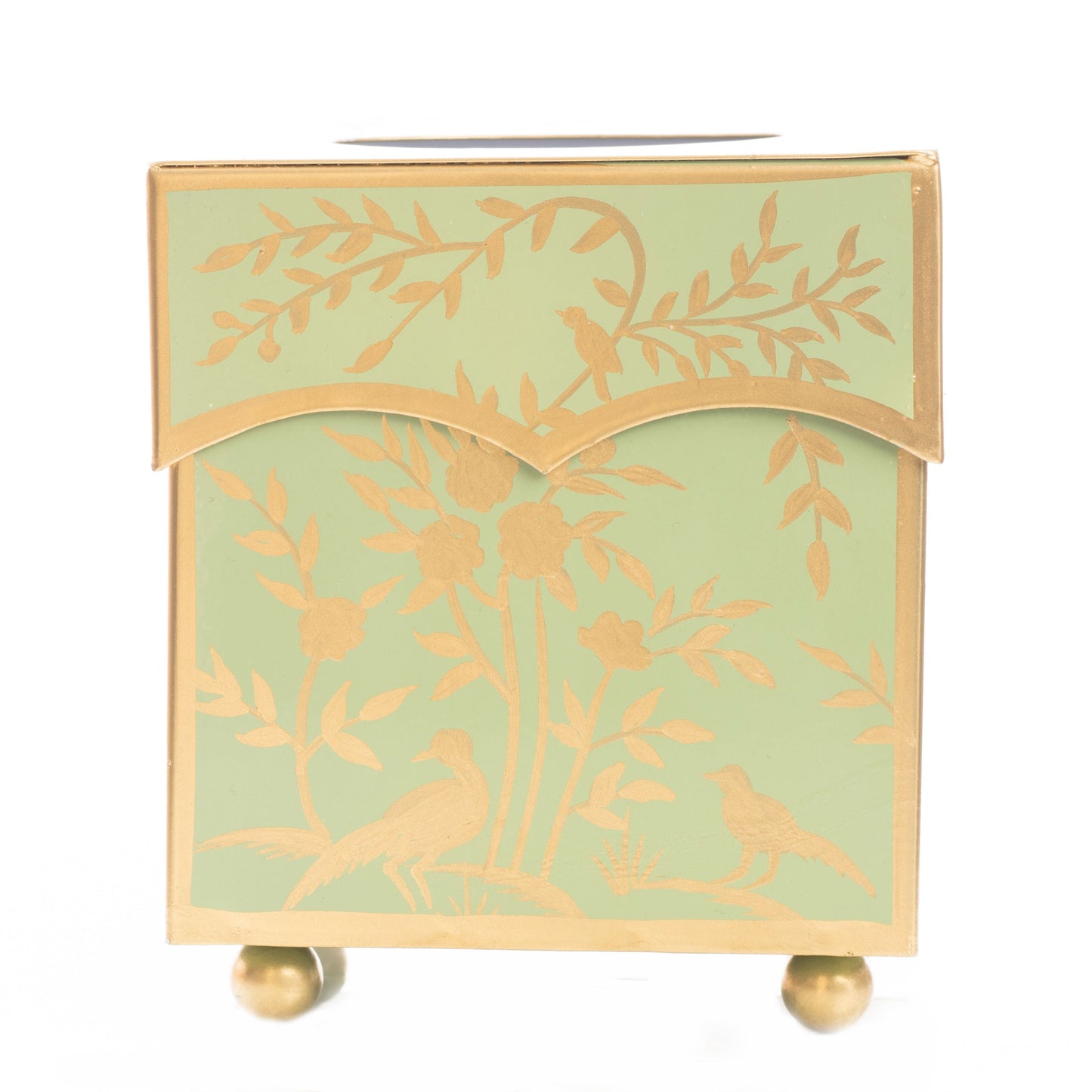 Spring Green & Gold Chinoiserie Wastepaper Basket & Tissue (3 Options)