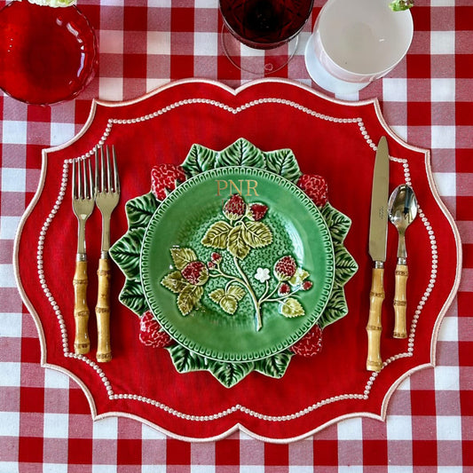 Premium quality cotton placemat with embroidery made with sustainable cotton, suitable for luxury dining and everyday use, ready to ship across the USA.