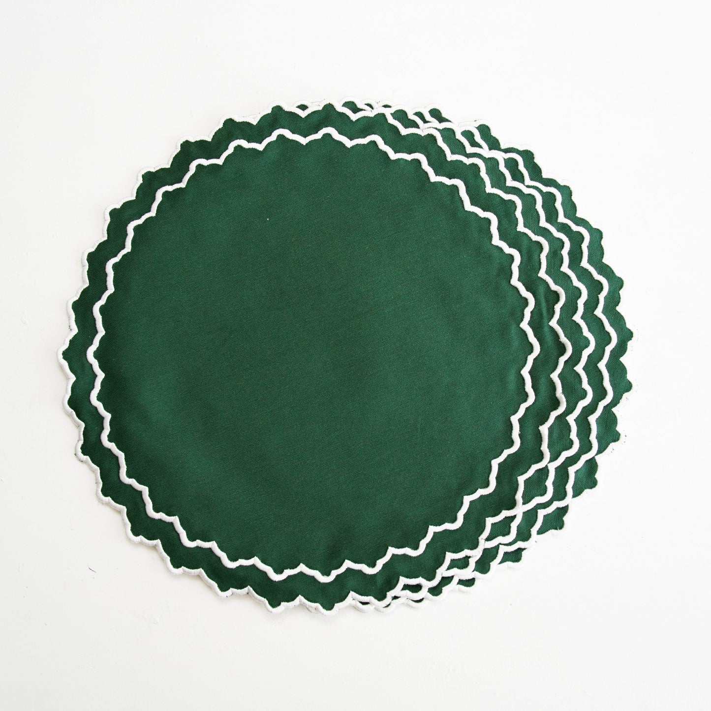 Winter themed green and white placemat fabric in Hazel style for festive decor by PNRDECOR ship from USA
