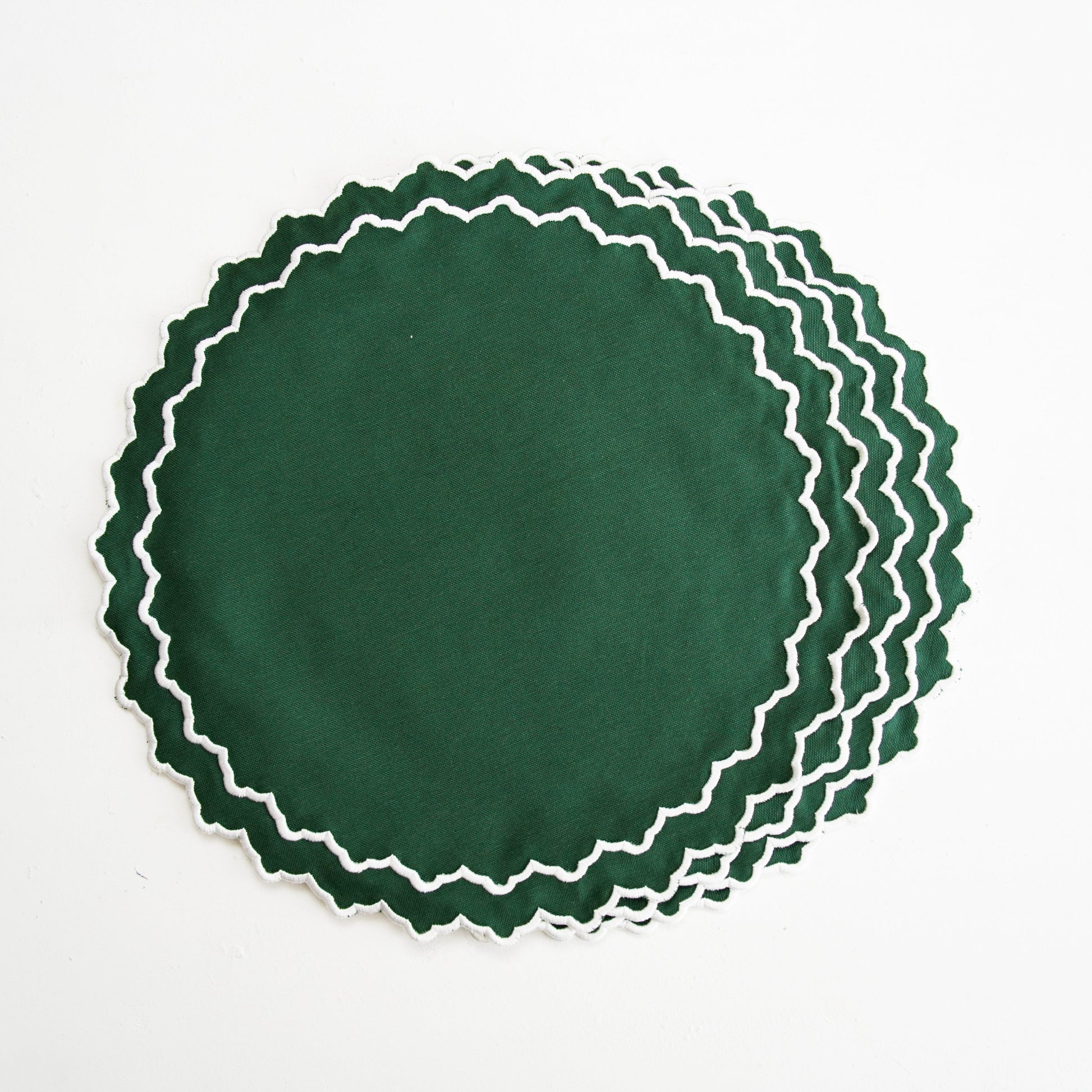 Winter themed green and white placemat fabric in Hazel style for festive decor by PNRDECOR ship from USA
