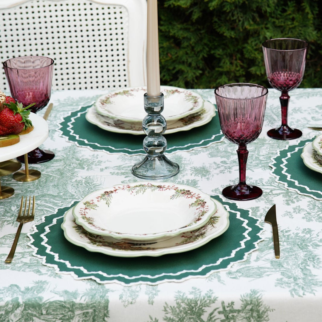 Hazel green white seasonal placemat fabric for farmhouse Christmas table decor by PNRDECOR ship from USA

