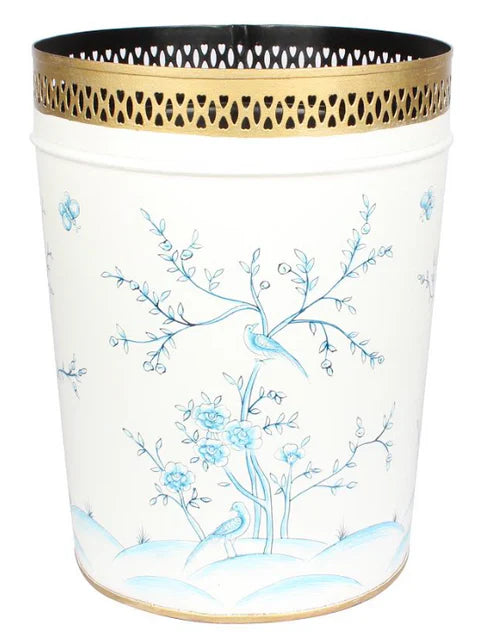 Ivory & Blue Pierced Wastepaper Basket & Tissue Holder (3 Options)
