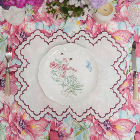 Ivy pink fabric placemat for stylish dining table decor by PNRDECOR ship from USA