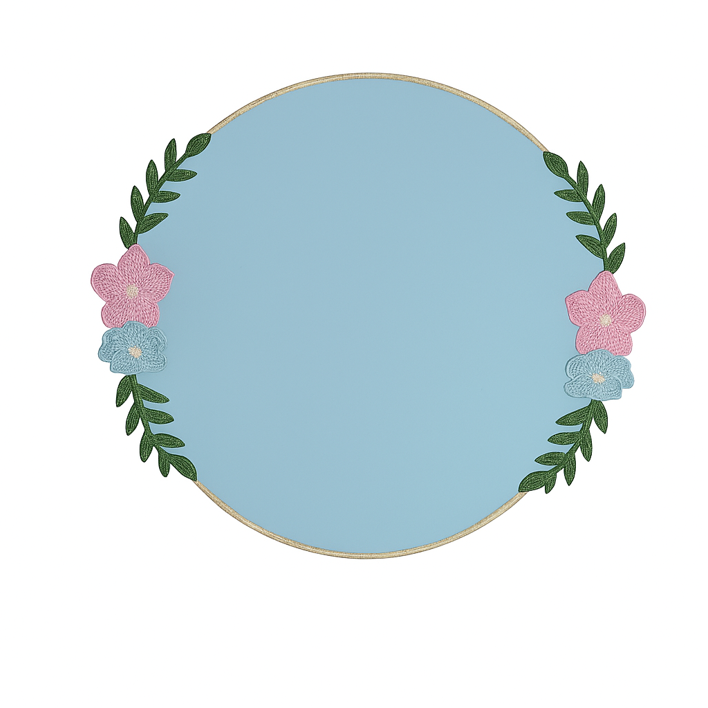 Jasmine light blue round faux leather placemat styled for a clean modern table setting by PNRDECOR ship from USA