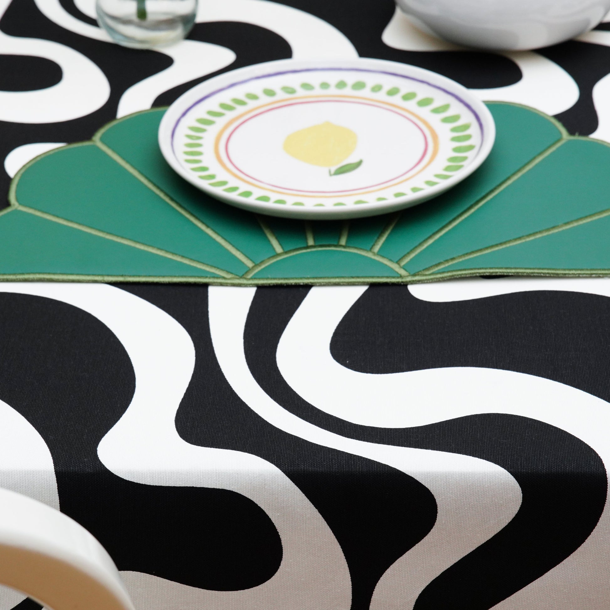 Luxury-feel black & white custom tablecloth in a cotton-poly blend—water-repellent, machine washable, and designed for effortless hosting at home or special events. Ships fast from the USA.