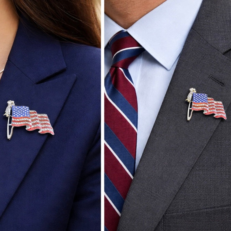 Liberty Pride American flag lapel brooch pin with red white and blue enamel style look, patriotic accessory, Ship From USA, by Pnr Decor.