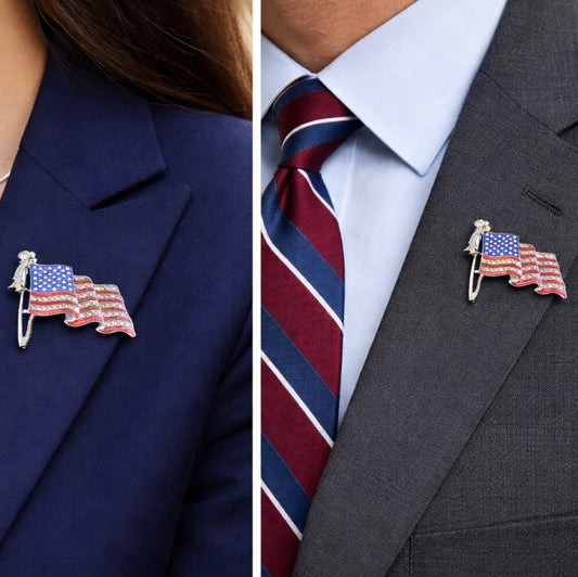 Liberty Pride American flag lapel brooch pin with red white and blue enamel style look, patriotic accessory, Ship From USA, by Pnr Decor.