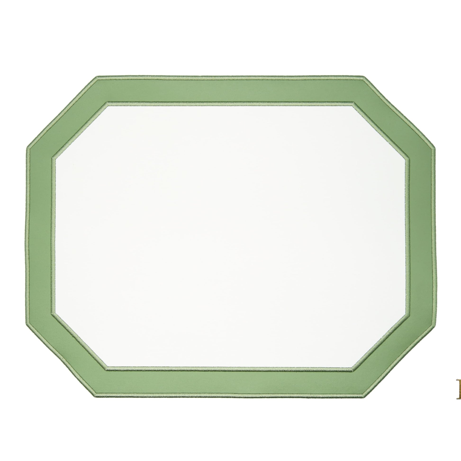 Zenvia Light Green Octagon Faux Leather Placemat  – styled for sophisticated table settings, made from cruelty-free vegan leather with refined embroidery and easy-to-clean finish. Exclusively by PNR Decor.