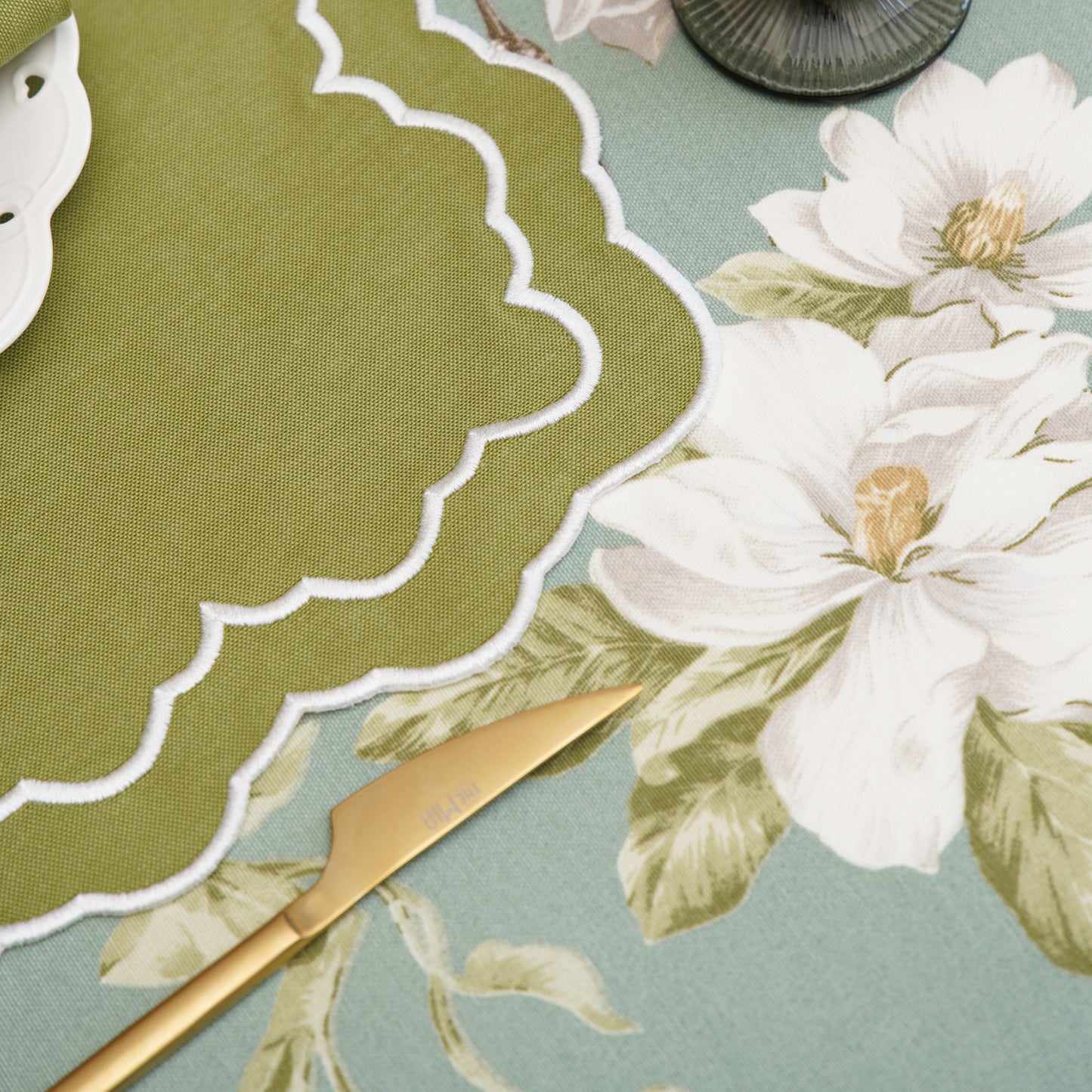 Misty Hummingbird Floral Rectangle Tablecloth, Luxury Cotton-Blend, Eco-Friendly Choice, Water-Repellent, Easy Care, Custom Sizes Available, USA Shipping