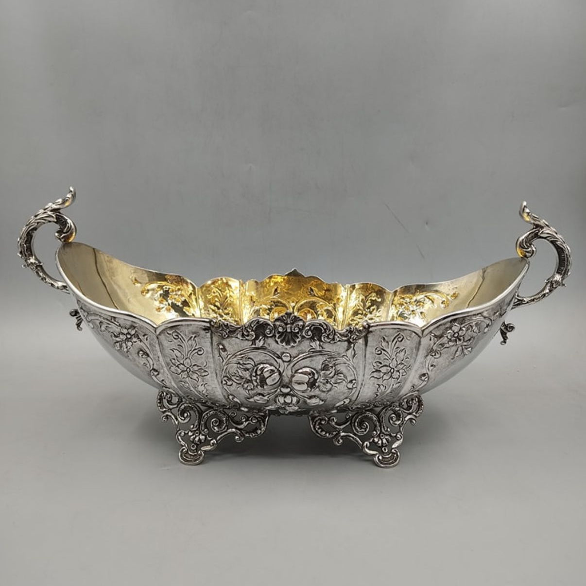 Magnificent antique silver and gold table centerpiece for fine dining by PNR Decor ship from USA