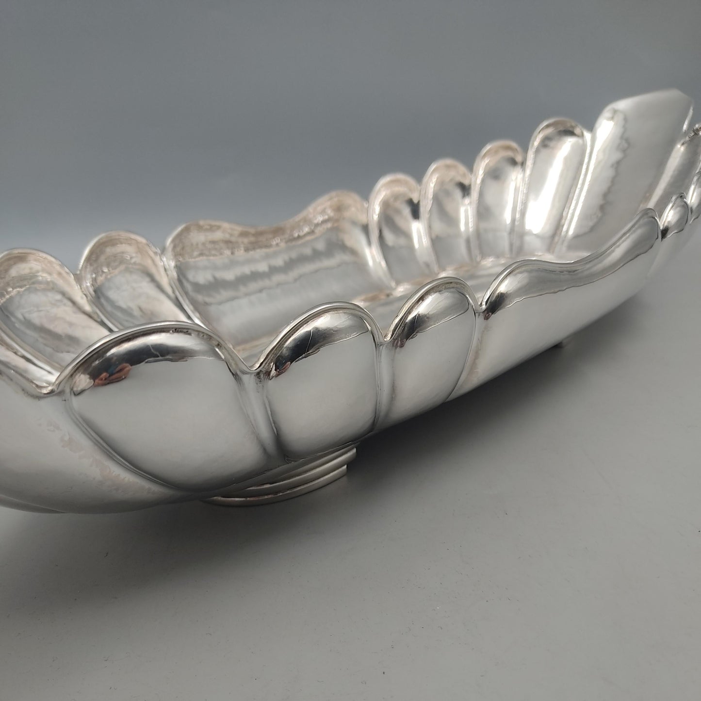 Polished sterling silver fluted bowl high end home decor by PNR Decor ship from USA