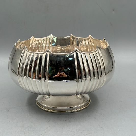 Elegant silver melon style bowl for modern home decor by PNR Decor ship from USA
