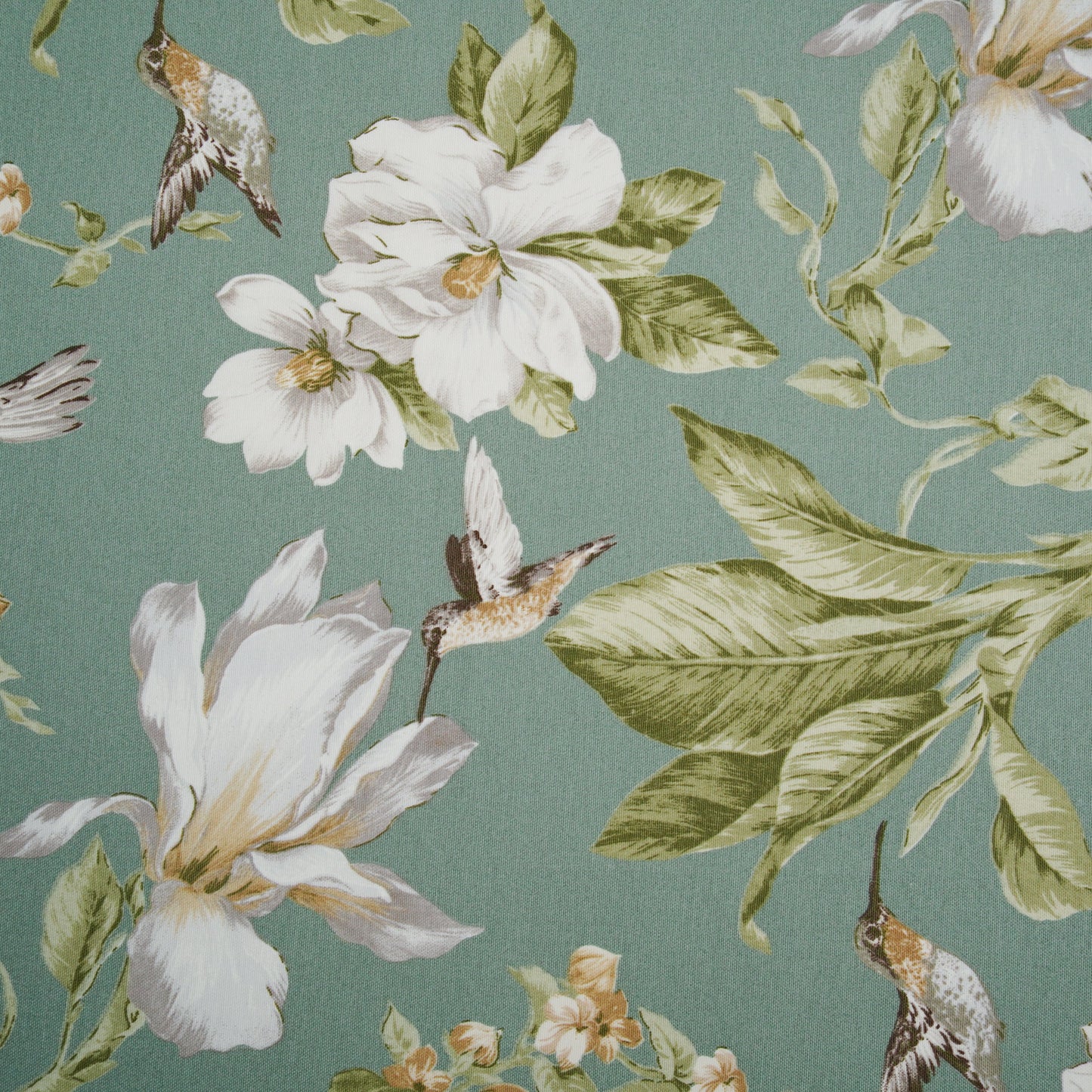 Misty Hummingbird Floral Rectangle Table Linen, Luxe Cotton Blend, Eco-Conscious, Water-Repellent Finish, Wrinkle-Resistant Easy Care, Made to Order, USA Shipping