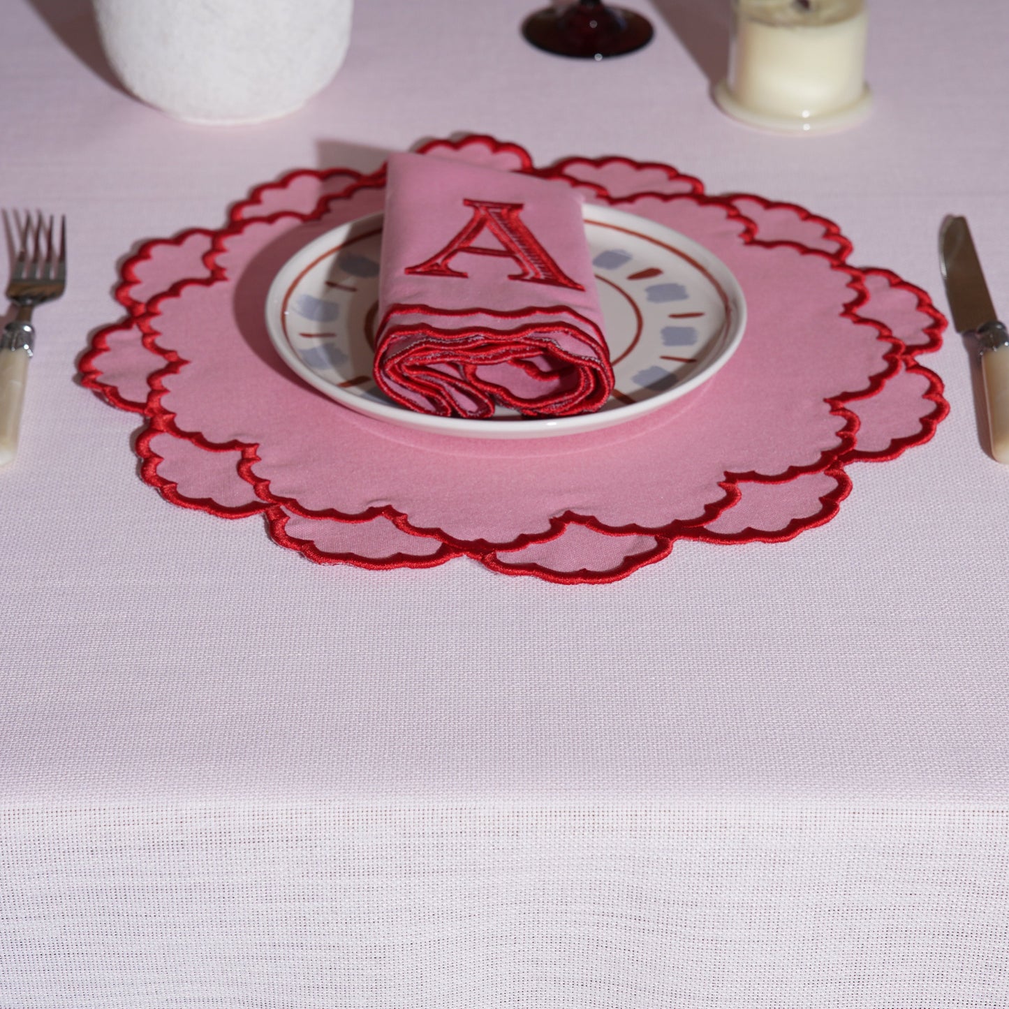 Carefully crafted napkin and placemat duo to enhance formal table settings