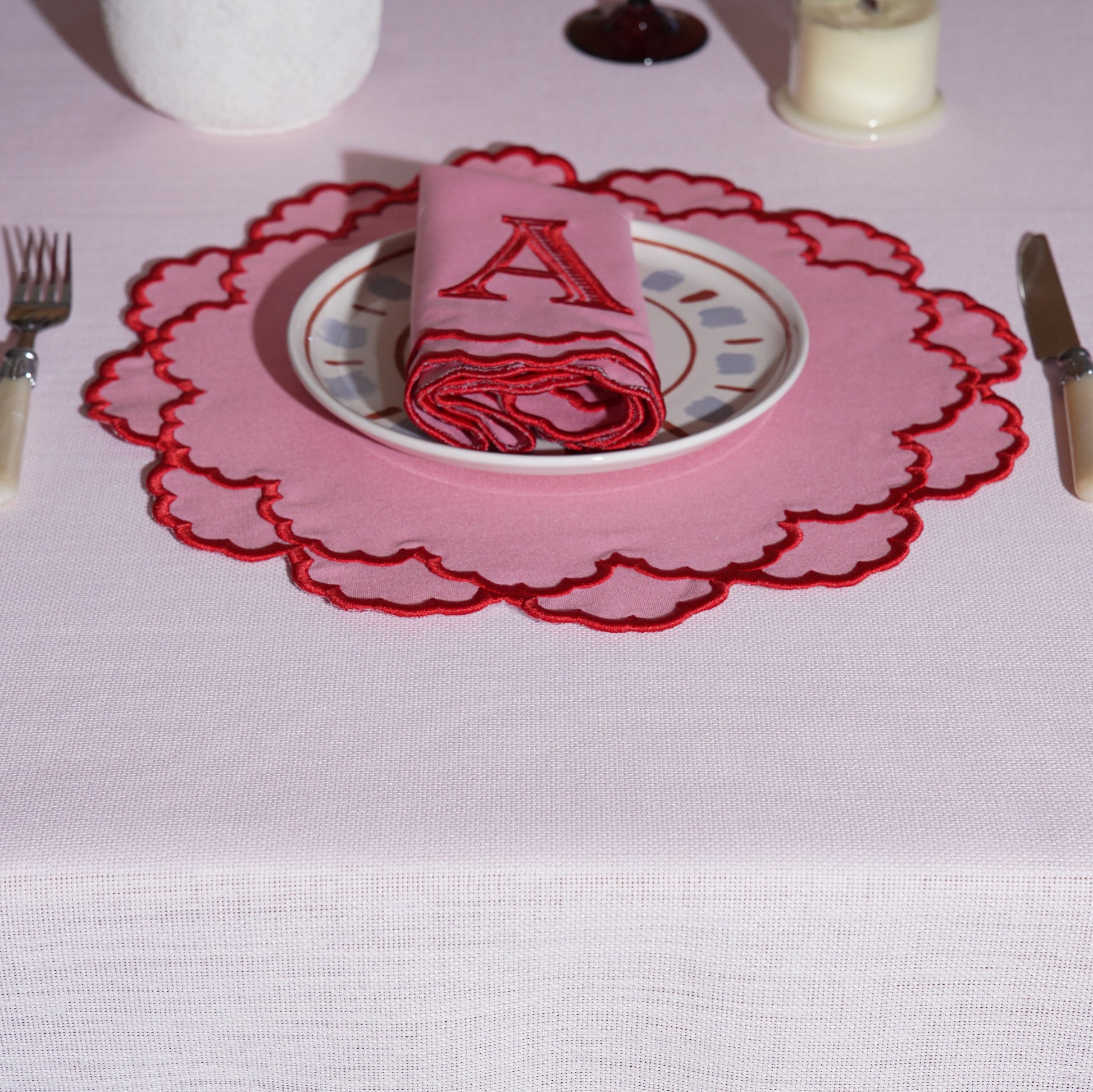 Carefully crafted napkin and placemat duo to enhance formal table settings