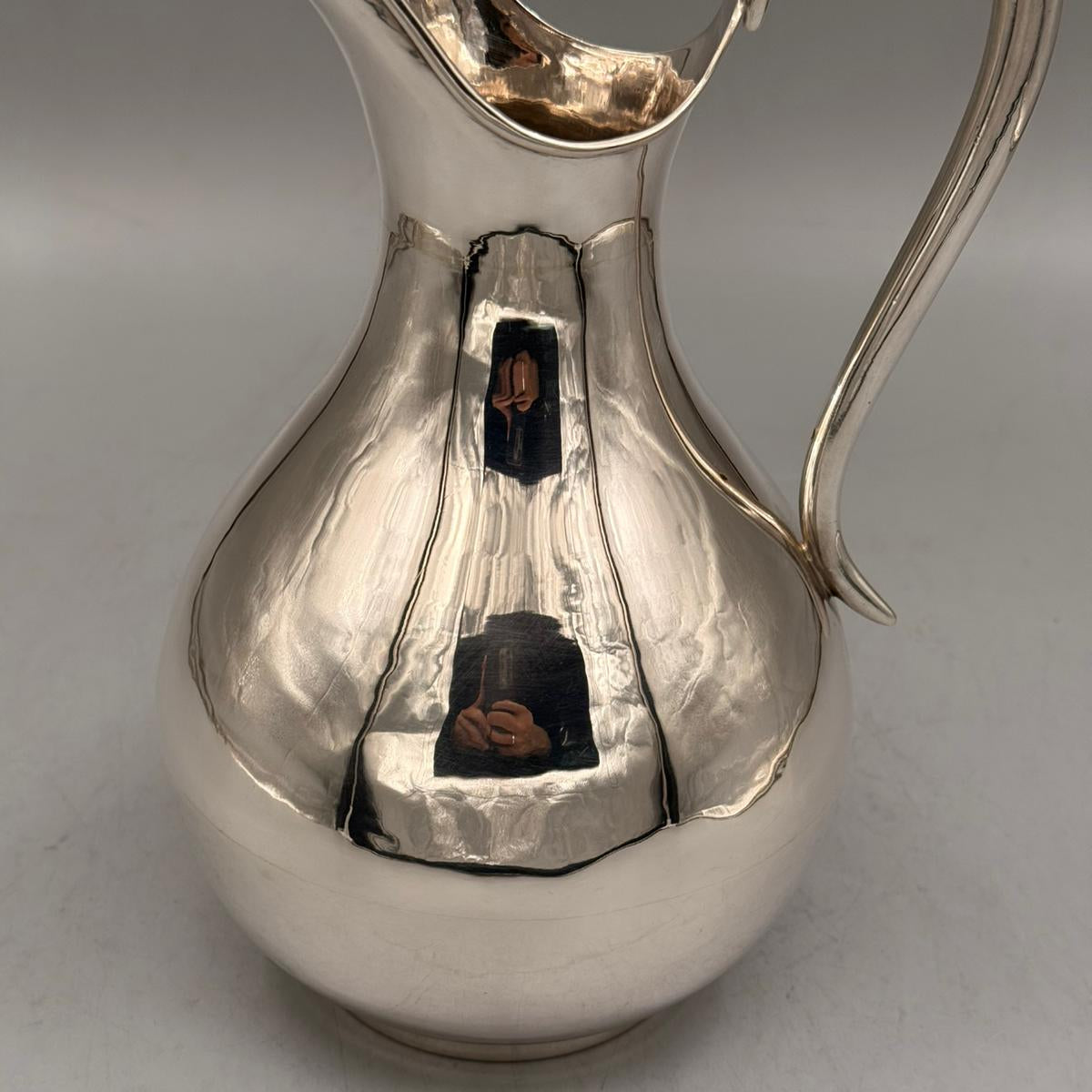 High polished unadorned silver ewer for modern table setting by PNR Decor ship from USA