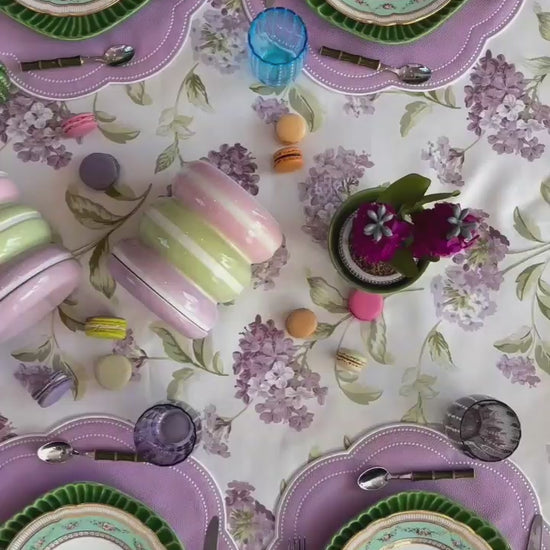 Purple Round Vegan Leather Placemat – part of the Nurture Collection, this elegantly embroidered placemat is handcrafted from cruelty-free materials and offers a smooth, easy-to-clean surface for elevated table styling.