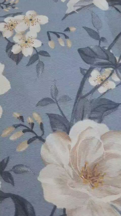 Loila Gray Yellow Floral Rectangle Tablecloth, Luxe Cotton Blend, Eco-Conscious, Water-Repellent Finish, Easy Maintenance, Custom Sizing Available, USA Delivery