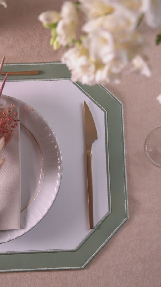  Elevate your table with the Zenvia Octagon Faux Leather Placemat! Crafted from premium vegan leather  and detailed with luxurious silk embroidery 🪡, this placemat is stain-resistant, waterproof, and perfect for weddings, formal events, or everyday dining. Add sophistication to your dining space with this handcrafted piece — shop now at PNR Decor! 