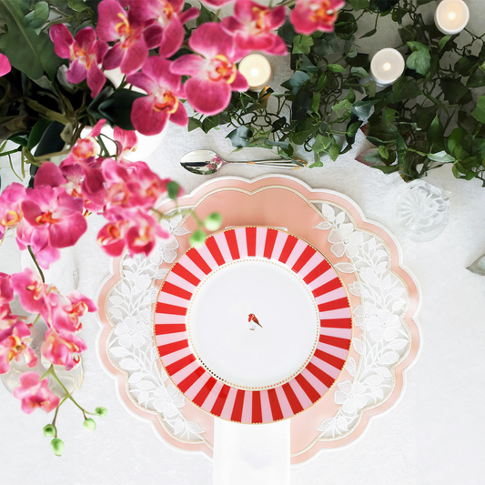 Radiance Pink Faux Leather Placemat – expertly handcrafted from eco-friendly, vegan faux leather with elegant embroidery and double-layered design, stain-resistant and durable. Exclusively by PNR Decor.
