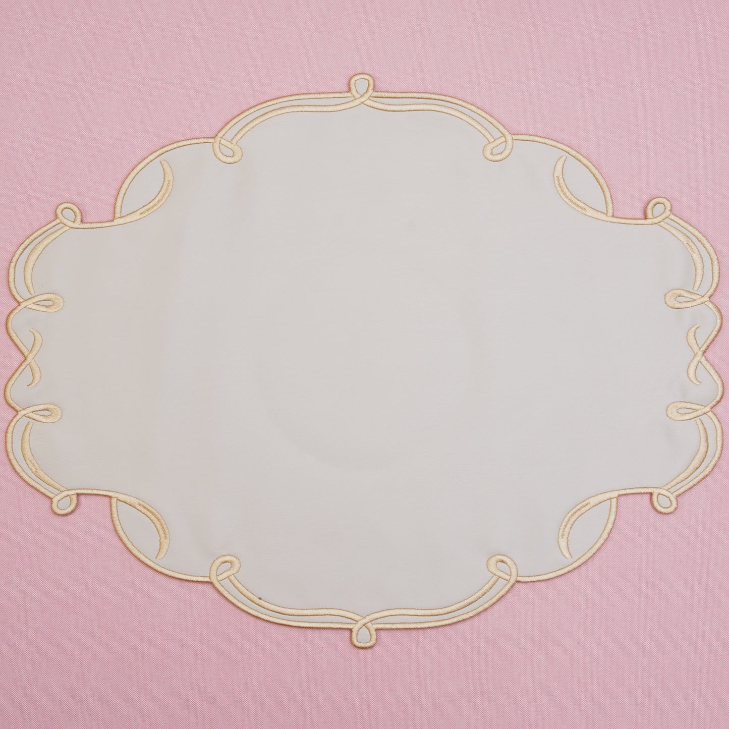 Celestia set featuring soft-textured placemat and complementary drink pad