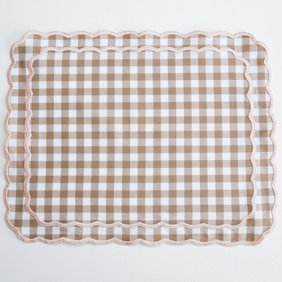 Sage gingham beige placemat napkin set styled for everyday dining and cozy decor by PNRDECOR ship from USA