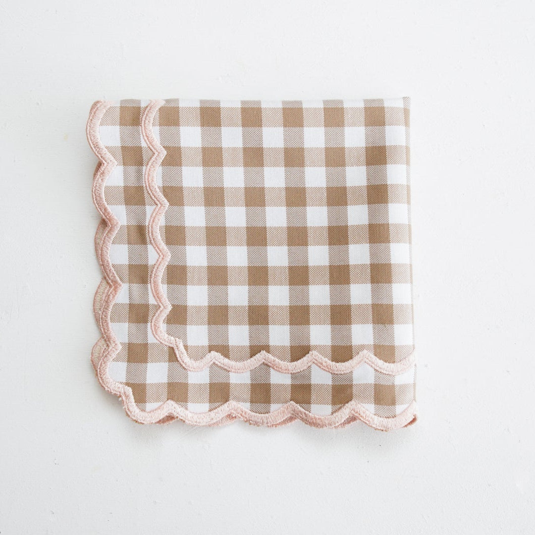 Sage gingham beige table set with matching placemat and napkins for a coordinated look by PNRDECOR ship from USA