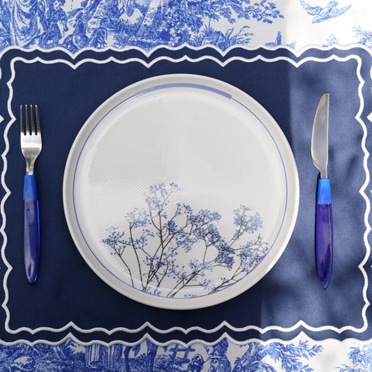Custom embroidered cotton table linen designed for everyday luxury, suitable for luxury dining and everyday use, ready to ship across the USA.