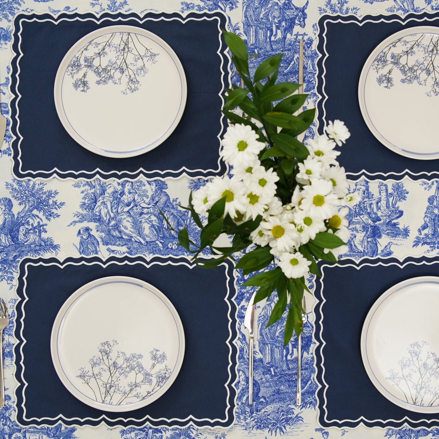 Custom embroidered cotton table linen for everyday luxury, perfect for elevated dining and daily meals, ready to ship across the USA.
