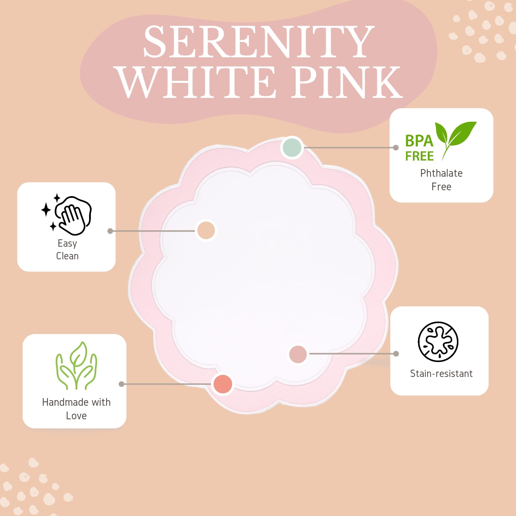 Spring wedding table styling with the luxury white-pink faux leather mat for formal and special occasions